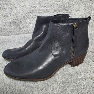Lucky Brand Women's Soft Leather Ankle Boots Faded Black‎ Heel Booties 11M NEW
